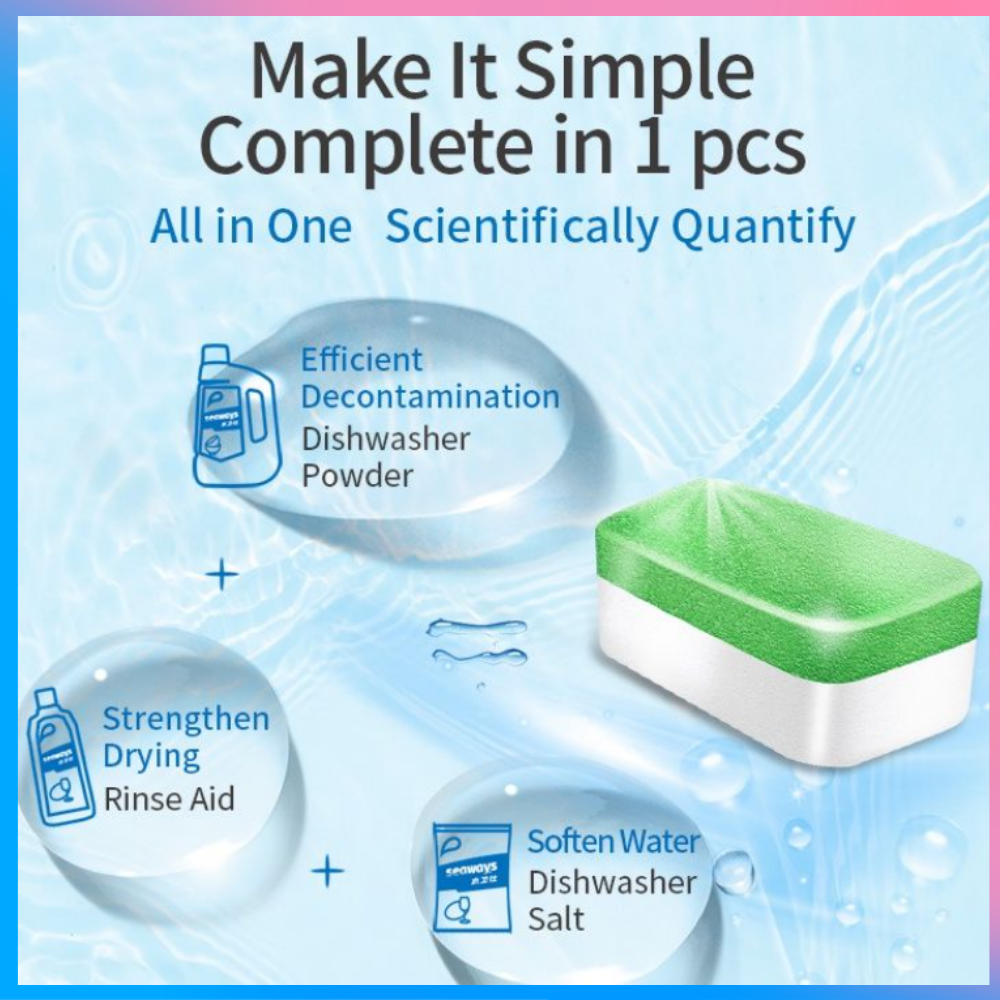 seaways ก้อนน้ำยาล้างจาน ผลิตภัณฑ์ล้างจานชนิดก้อน สำหรับเครื่่องล้างจานขนาดเล็ก 10g * 30 Dishwasher Tablets Seaways All in 1