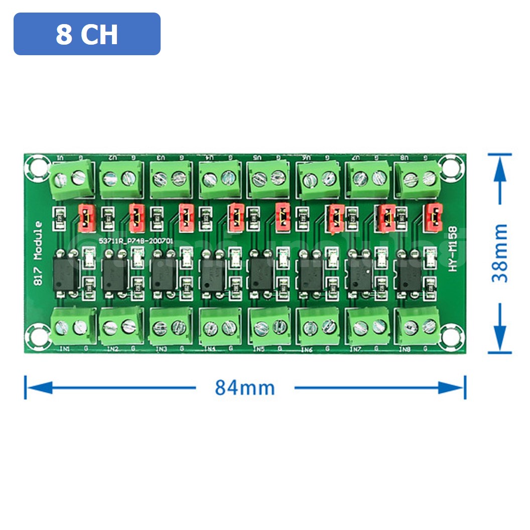 CM005 PC817 โมดูลควบคุมแบบแยกกราวน์ 8 ช่อง 8 Channel Optocoupler Isolation Optical module ออปโต้คัปเปอร์ 3.3-5V