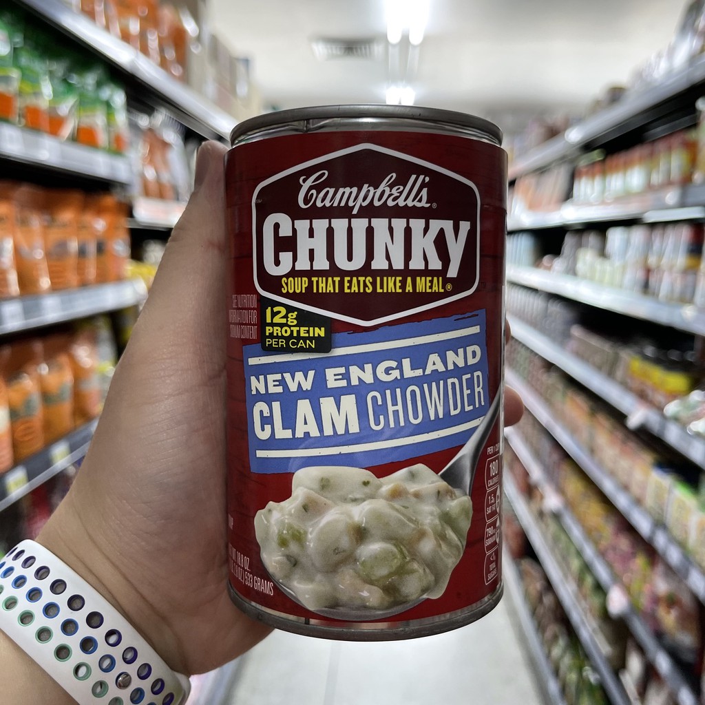 แคมเบลล์ ซุปครีมสำเร็จรูป หอยลาย & มันฝรั่ง 533 กรัม Campbell's Chunky New England Clam Chowder 533 g.