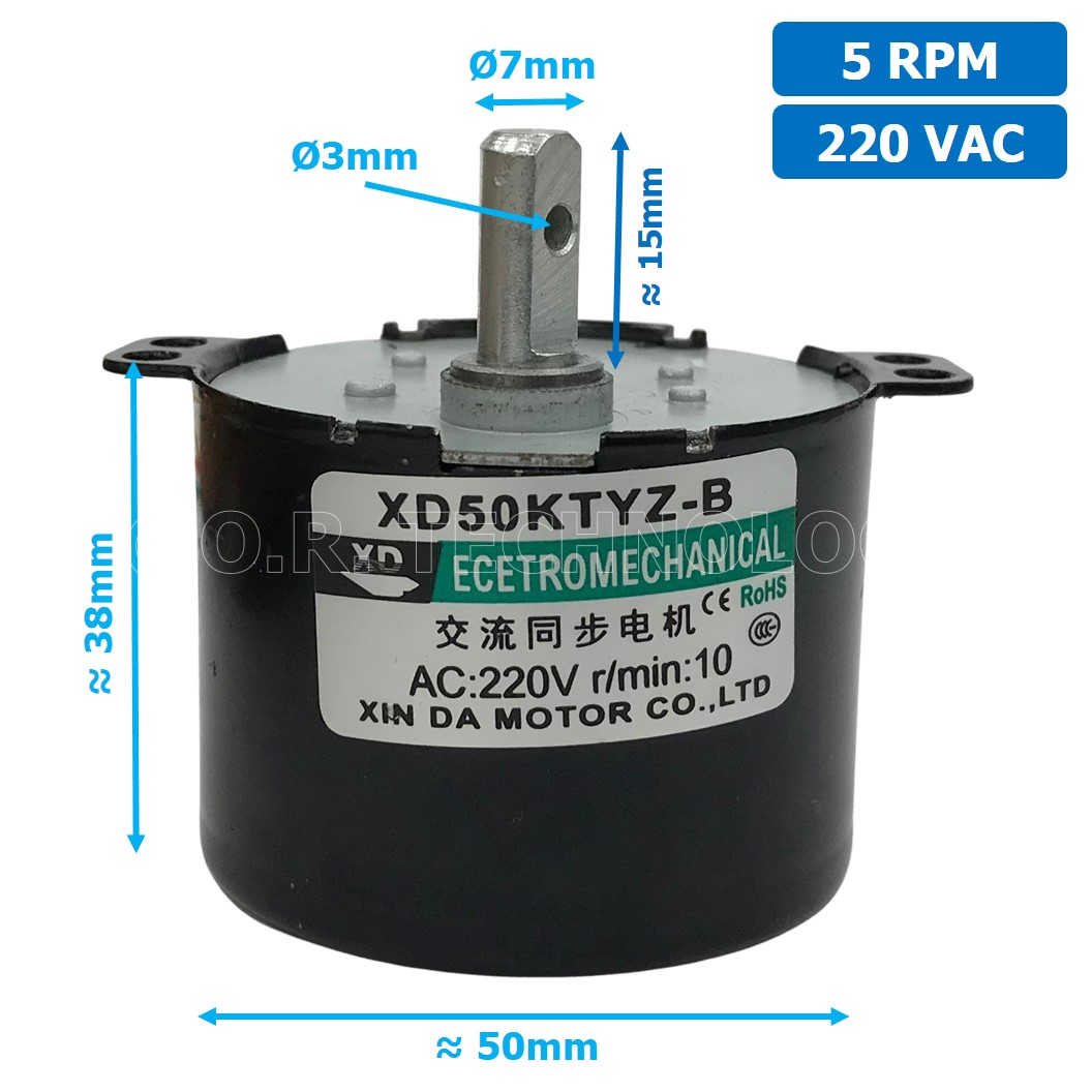 (1ชิ้น) XD50KTYZ-B 5 RPM ซิงโครนัสมอเตอร์ มอเตอร์ไฟฟ้ากระแสสลับ AC Synchronous Gear Motor มอเตอร์ทดเฟือง