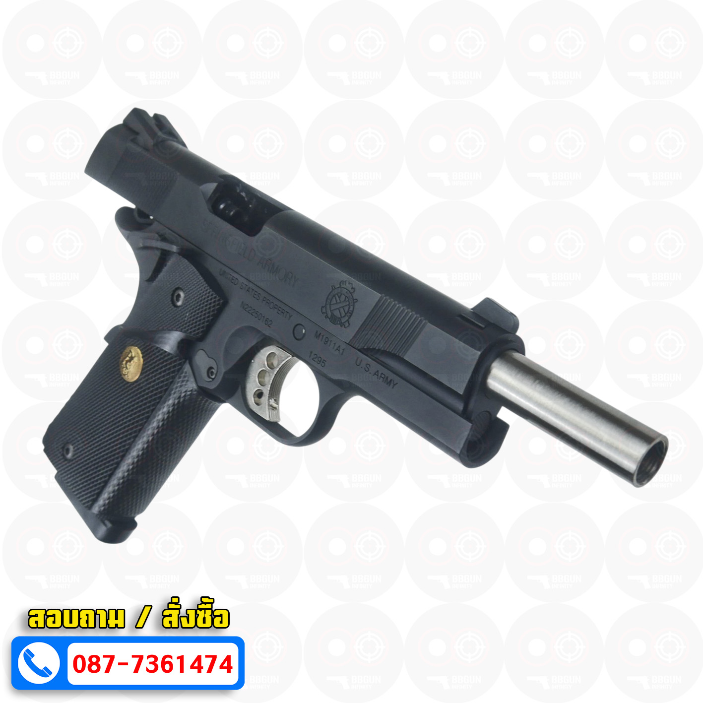 บีบีกันอัดแก๊ส Army Armament R27 Springfield 1911 สีดำ BB GUN