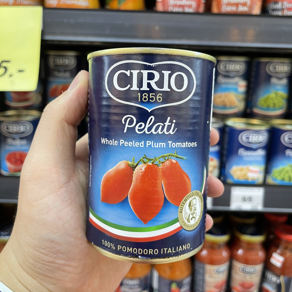 ซีรีโอ มะเขือเทศปลอกเปลือก (พีลาติ) 400 กรัม Cirio Whole Peeled Plum Tomatoes 400 g.