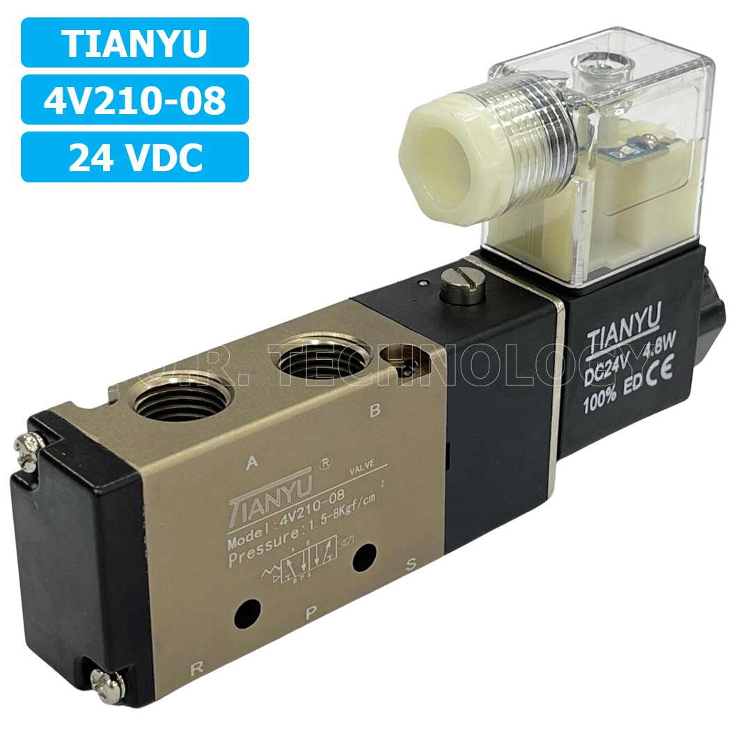 (1ชิ้น) 4V210-08 24VDC โซลินอยด์วาล์ว คอยล์ 1 ข้าง Single coil Solenoid Valve Pneumatic TIANYU โซลินอยด์วาล์วไฟฟ้า โซลินอยลม วาล์วลม กระบอกลม