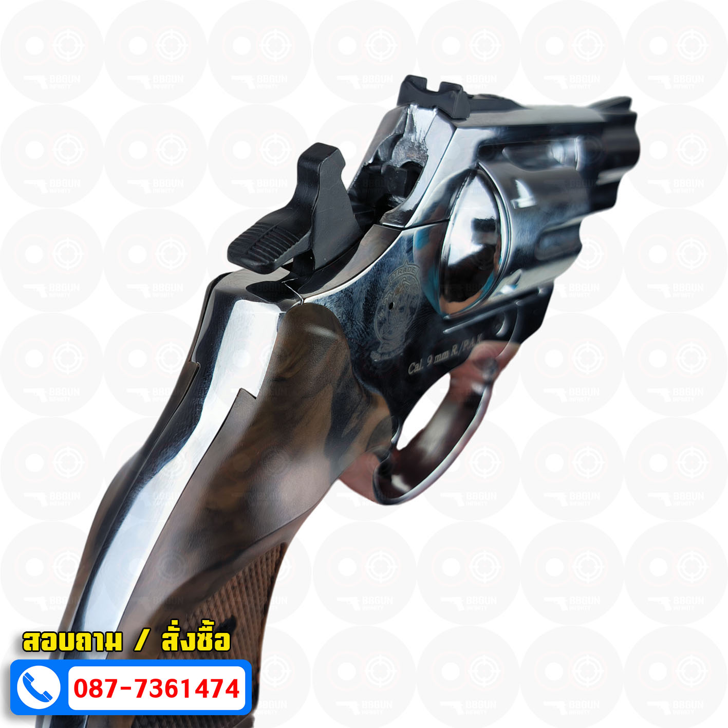 Ekol Lite แบลงค์กัน ลูกโม่ 2 นิ้ว สีเงินเงา (Shiny chrome) Smith & Wesson blank gun Revolver 2 inch
