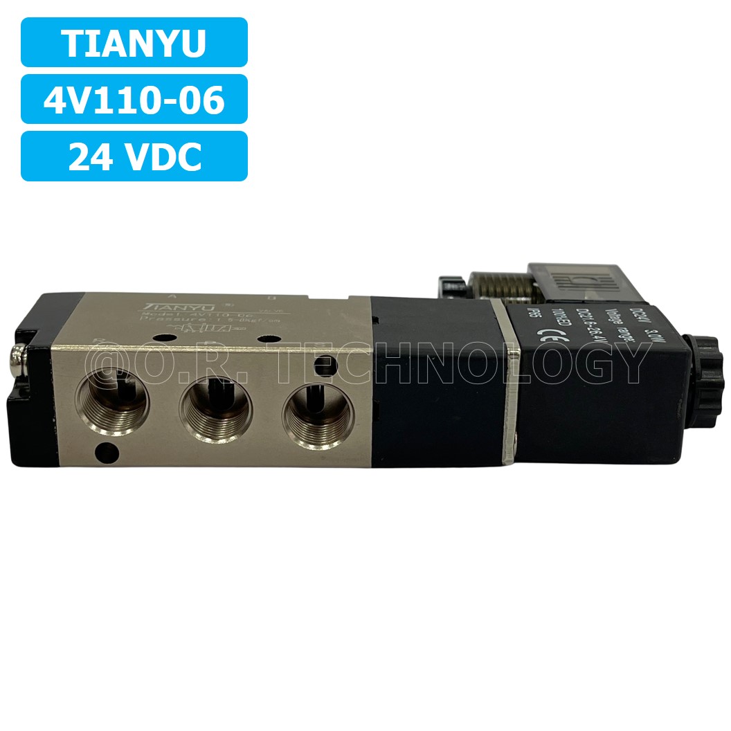 (1ชิ้น) 4V110-06 24VDC โซลินอยด์วาล์ว คอยล์ 1 ข้าง Single coil Solenoid Valve Pneumatic TIANYU โซลินอยด์วาล์วไฟฟ้า โซลินอยลม วาล์วลม กระบอกลม