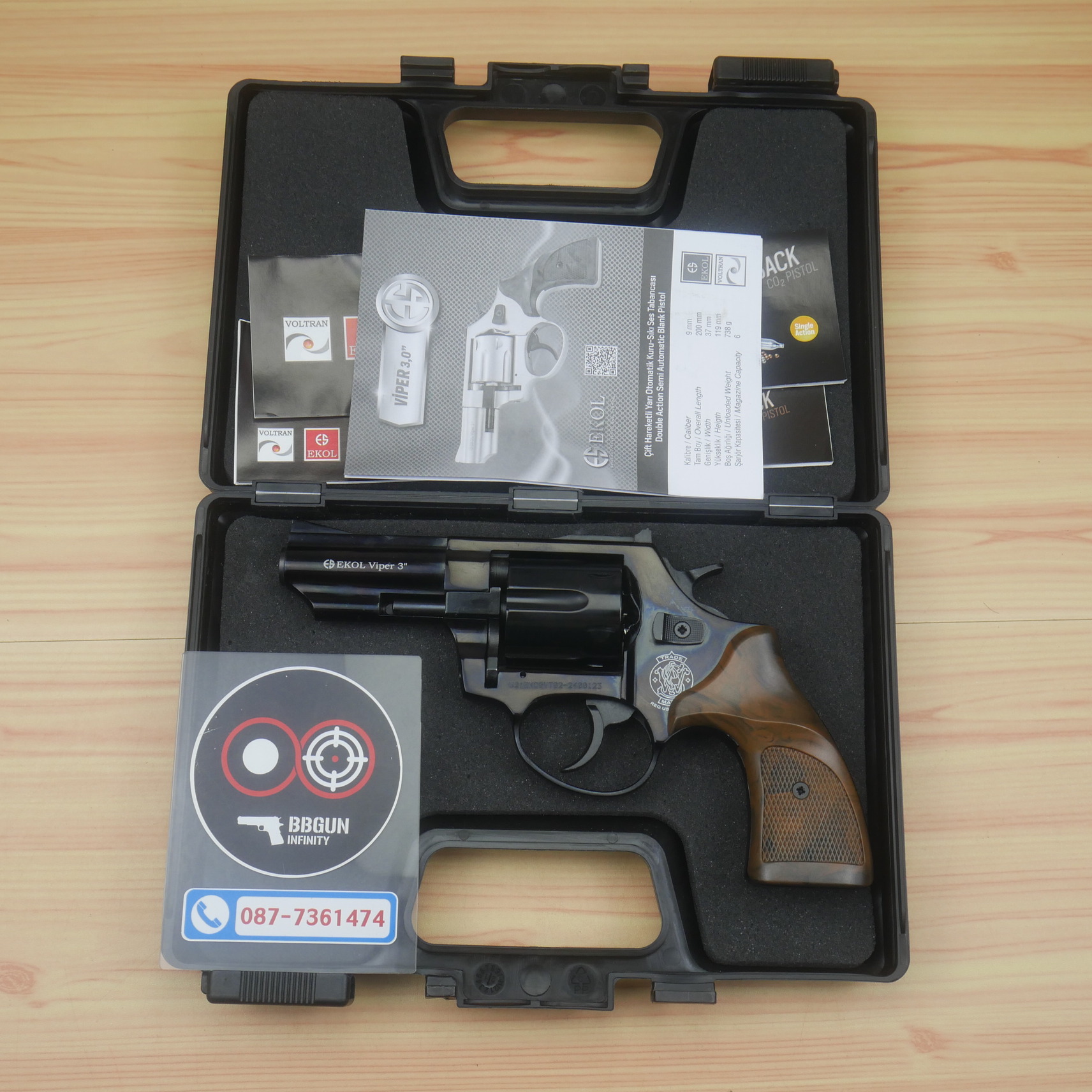 Ekol Viper 3 นิ้ว สีดำ ปืนแบลงค์กันลูกโม่ Blank Gun Revolver 3" Black (แถมกล่องใส่ปืน)