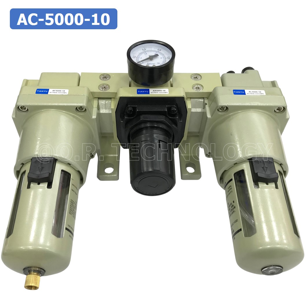 AC5000-10 ชุดกรองลม แบบ 3 ตอน Manual Drain 3 Unit FRL Combination TIANYU AC-5000-10 (Filter Regulator Lubricator)