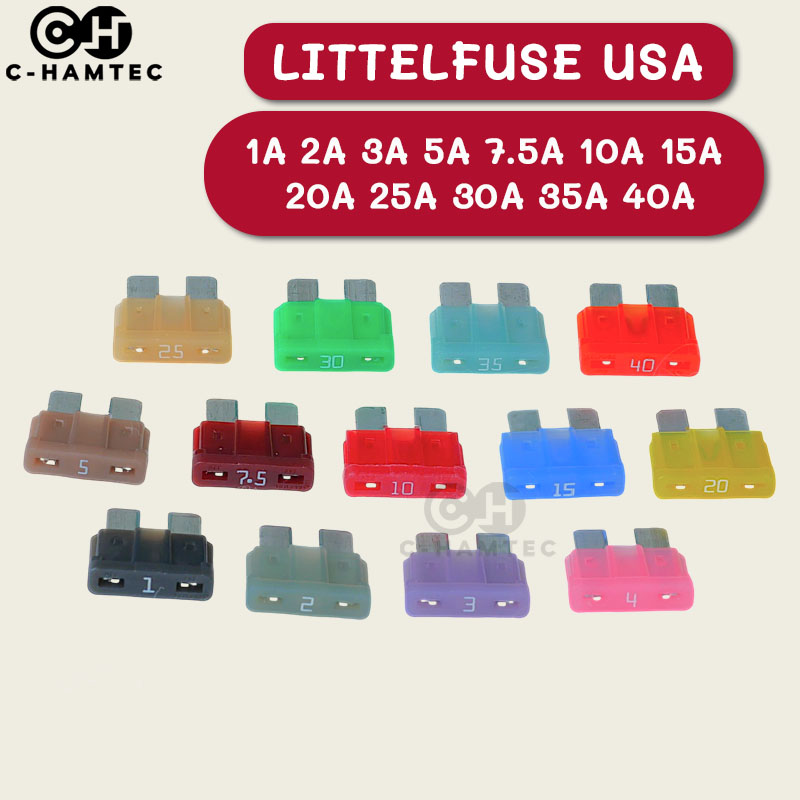 ฟิวส์ Standard ยี่ห้อ Littelfuse USA ขนาด 1A 2A 3A 4A 5A 7.5A 10A 15A 20A 25A 30A 35A 40A 10ตัว