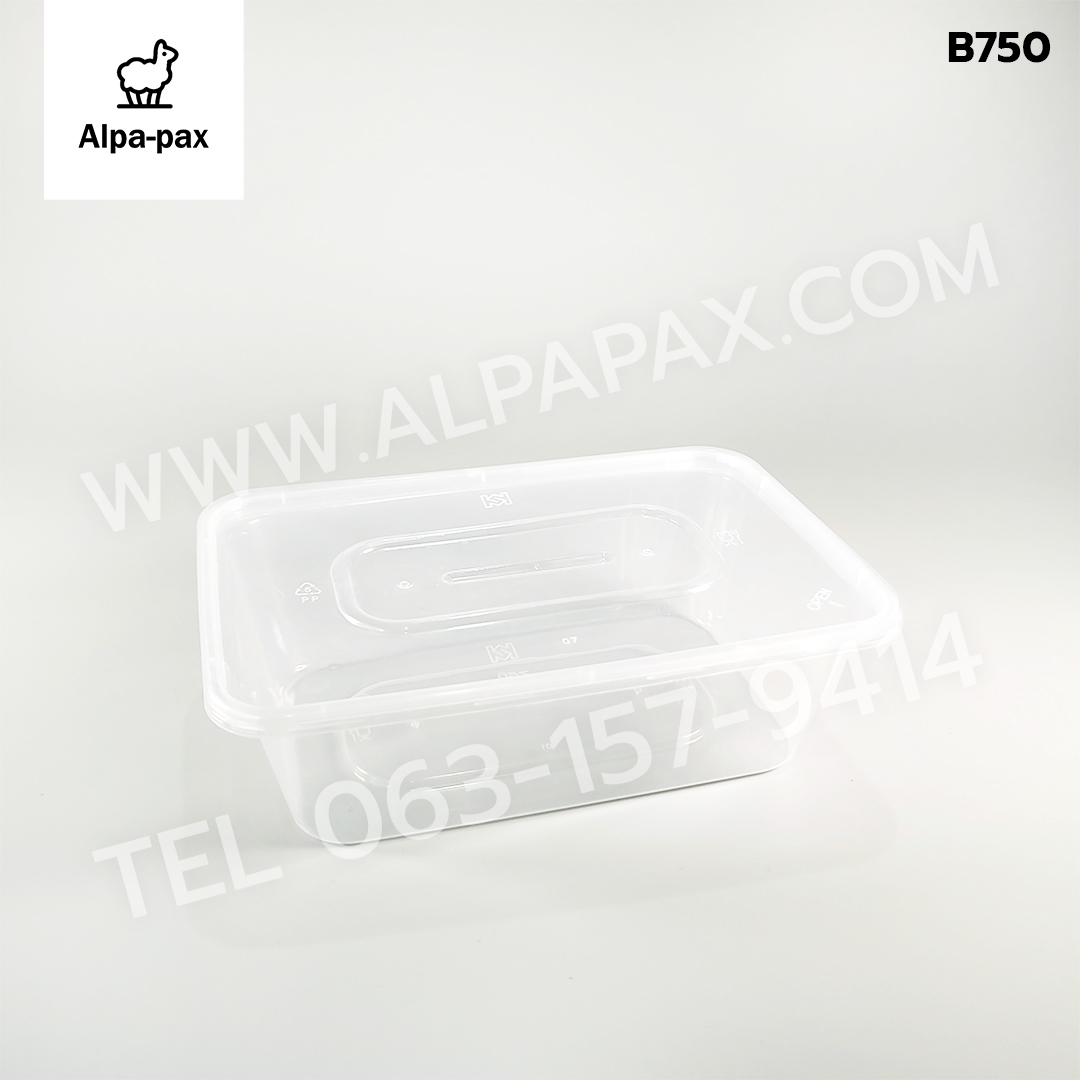 B750กล่องอาหารพลาสติก+ฝา 750ml. (ลัง 300ใบ) กล่องไมโครเวฟ กล่องข้าว กล่องอาหาร กล่องใส่อาหาร