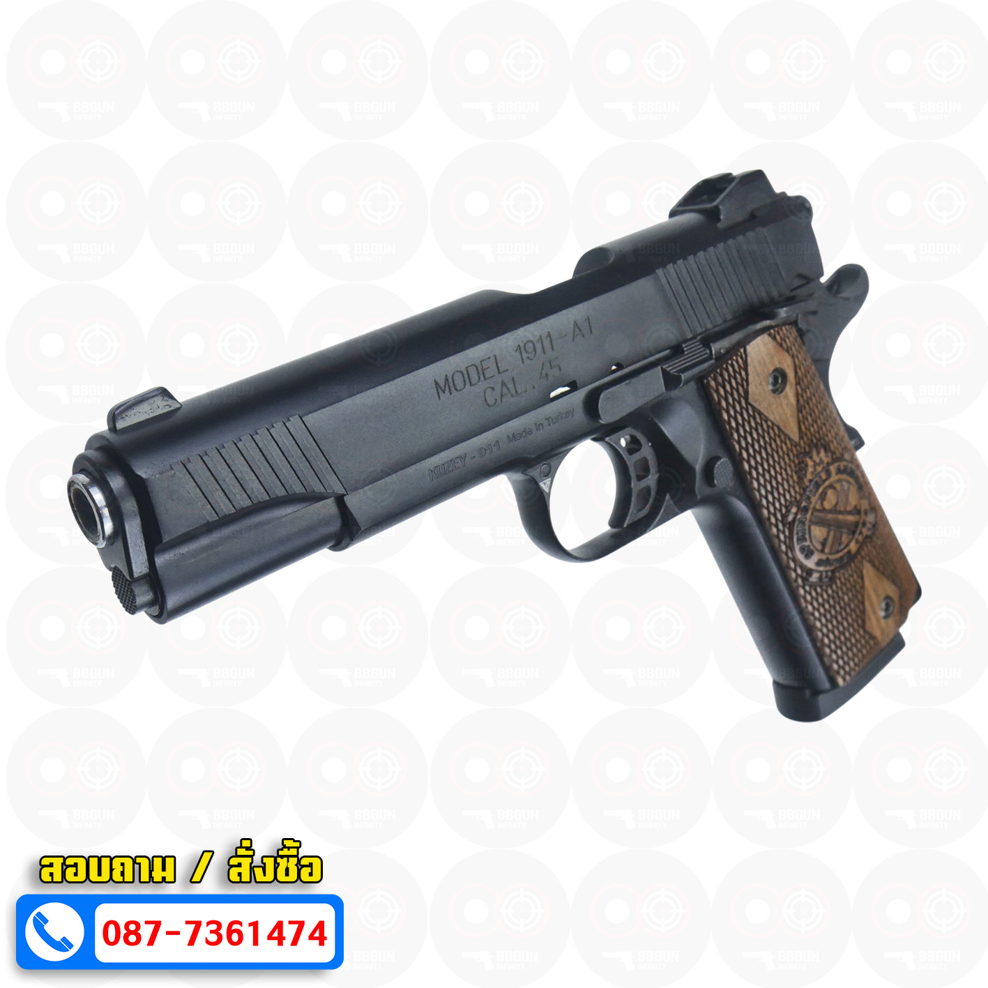 แบลงค์กัน KUZEY M1911-A1 SPRINGFIELD ARMORY สีดำ 5 นิ้ว blank gun ด้ามไม้