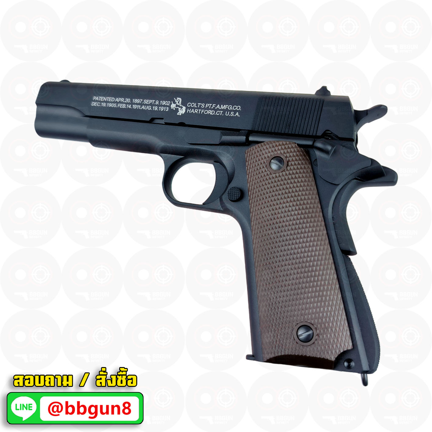 บีบีกันอัดแก๊ส KJ Works - Colt M1911 A1 (ได้ 2 แม็กกาซีน GAS/CO2) BB GUN