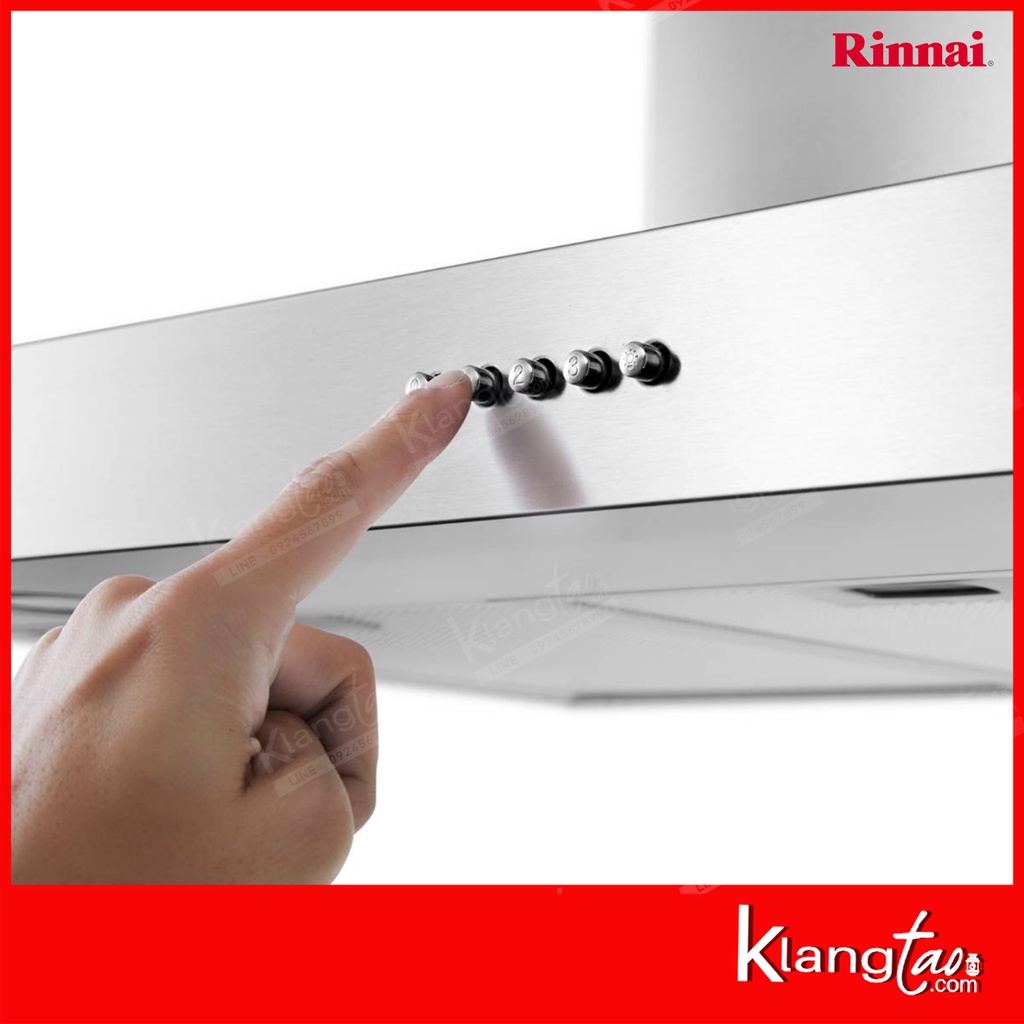 เซ็ทจับคู่ เครื่องดูดควัน Rinnai รุ่น RH-C95AT-SSVR เครื่องดูดควันแบบปุ่มกด + เตาฝัง LUCKY FLAME เลือกรุ่นได้