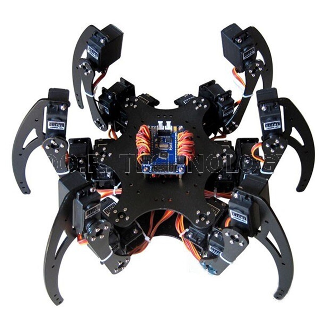 AD065 ชุดหุ่นยนต์ แมงมุม 18DOF Aluminium Hexapod Spider Six 3DOF Legs Robot Frame with Servos & Servo Horn & 32CH Controller DIY