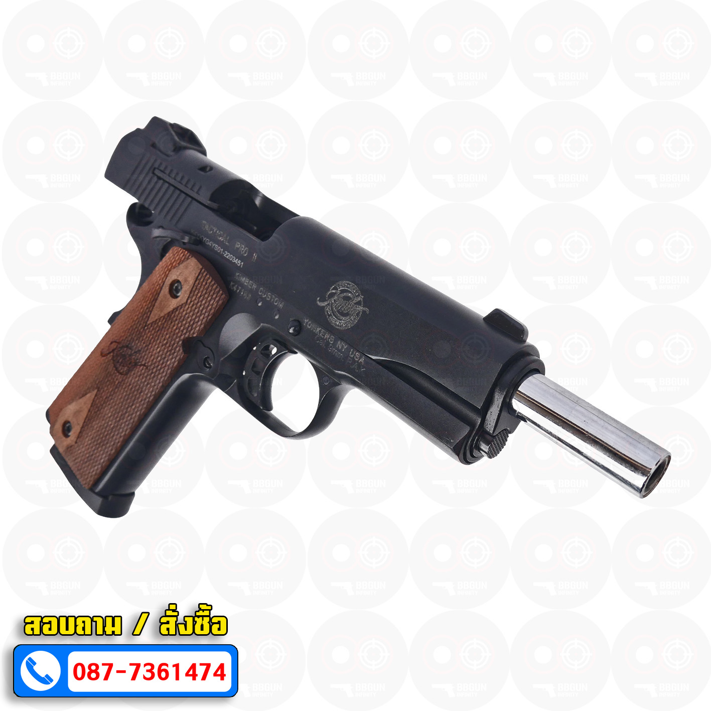 แบลงค์กัน KUZEY M1911 ลำกล้อง 5 นิ้ว KIMBER Blank Gun สีดำ ด้ามไม้