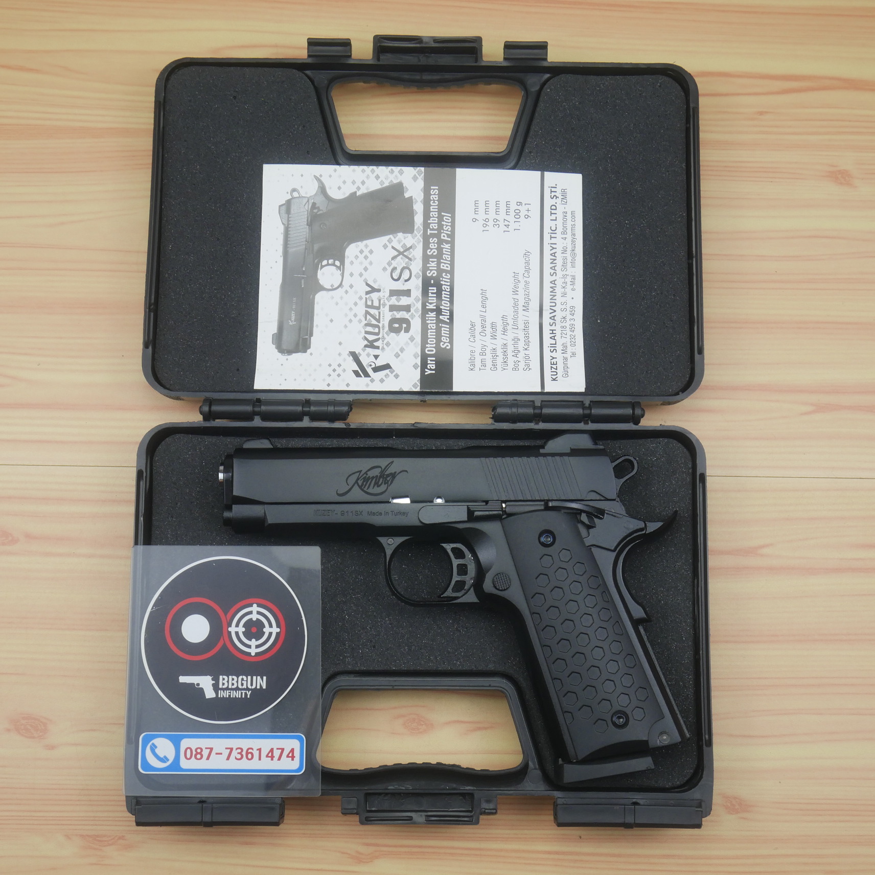 Blank Gun KUZEY 911SX Kimber ลํากล้อง 4 นิ้ว สีดำ แบลงค์กัน (แถมกล่องใส่ปืน)