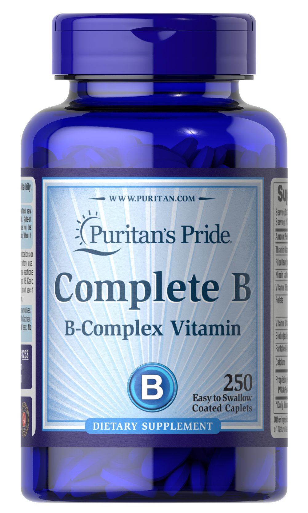 Puritan's Pride Complete B B-Complex vitamin วิตามินบีรวม 250 เม็ด วิตามินบี 7 ชนิด บำรุงร่างกายและระบบประสาทค่ะ