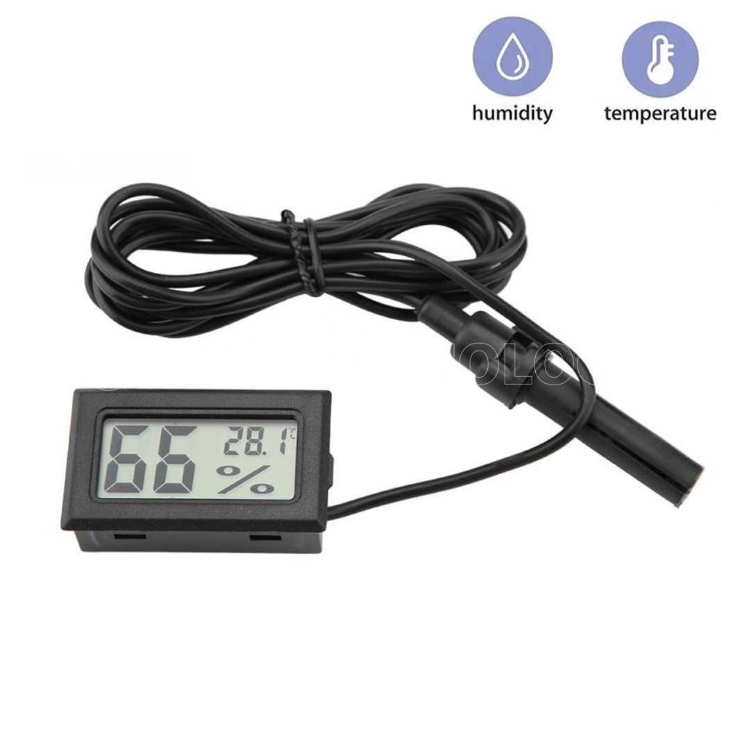 (1ชิ้น) AC286 ไฮโกรมิเตอร์ หน้าจอวัดอุณหภูมิ และความชื้น FY-12 Mini LCD Digital Thermometer Hygrometer Fridge Freezer Tester Temperature Humidity Meter with 1.5 Meter Wire