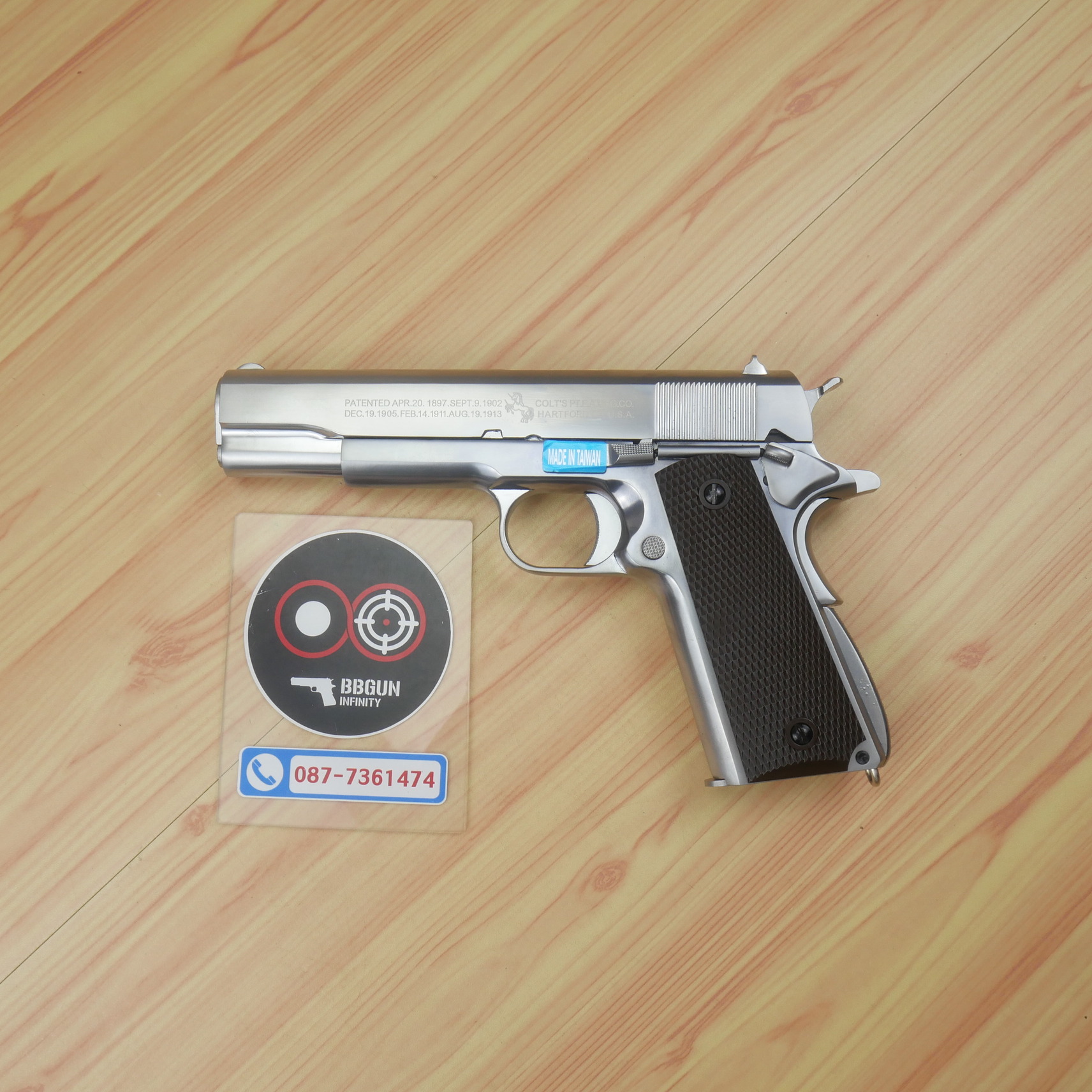 บีบีกันอัดแก๊ส WE M1911 A1 สีเงิน GBB (Silver) BB GUN