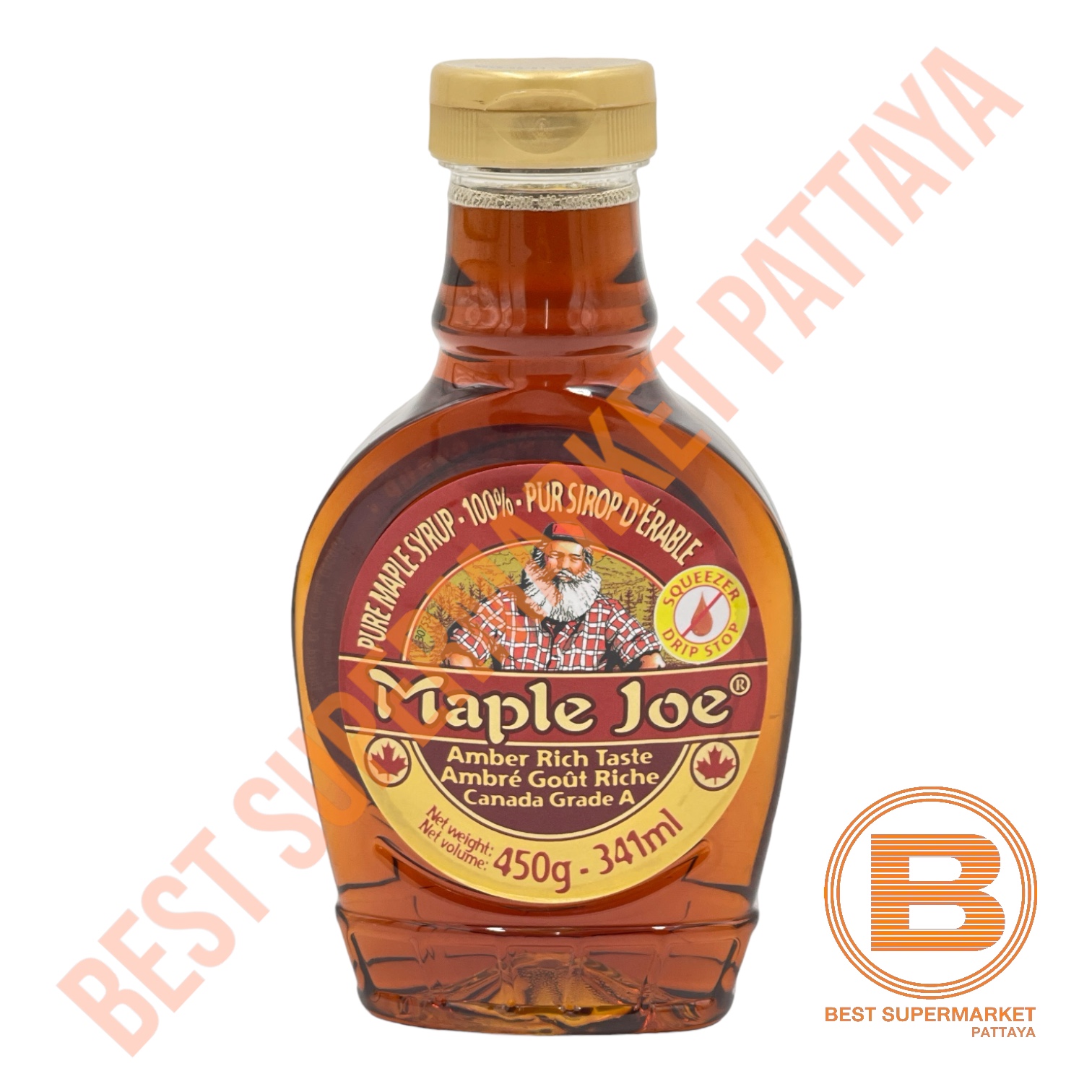 เมเปิ้ล โจ เพียว เมเปิ้ล ไซรัป 450 กรัม Maple Jo Pure Maple Syrup 450 g.