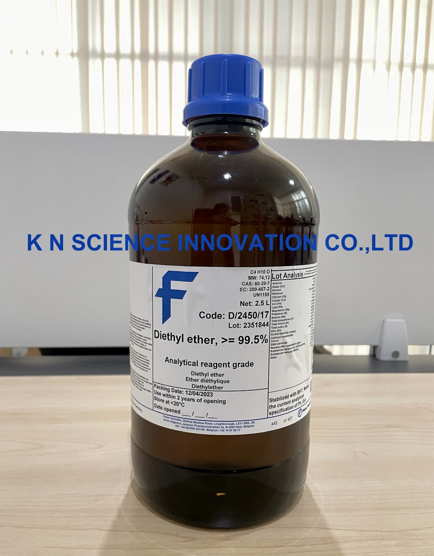 Diethyl Ether, Certified AR for Analysis, Stabilised with BHT, meets analytical specification of Ph.Eur, 2.5 L,Fisher Chemical™ D/2450/17