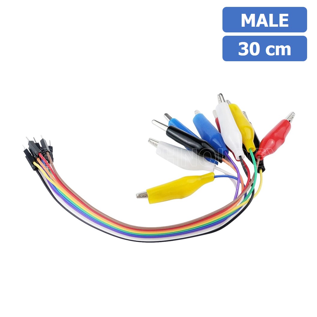 (1ชิ้น) AF018 สายแพ-ปากคีบ ตัวผู้ ความยาว 30cm 10Pin Alligator Clip to Dupont Line Male สายจั๊มเปอร์ Jumper