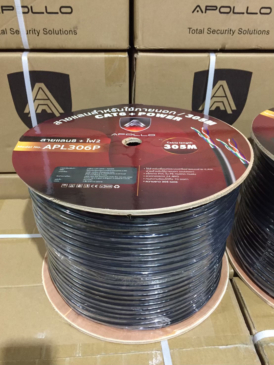 Apollo สายLAN CAT6 UTP รุ่น APL306P Lan+Power line 305m.