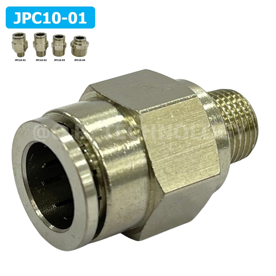 (1ชิ้น) JPC10-01 ข้อต่อลมสแตนเลสเกลียวนอก ข้อต่อลมเกลียวนอก ข้อต่อลม สแตนเลส STAINLESS Male Thread Straight Quick Connector Fitting