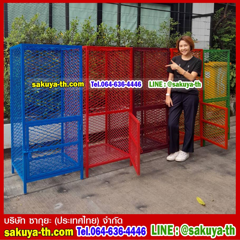 ตะแกรงทิ้งขยะขนาดใหญ่แบบมีประตู