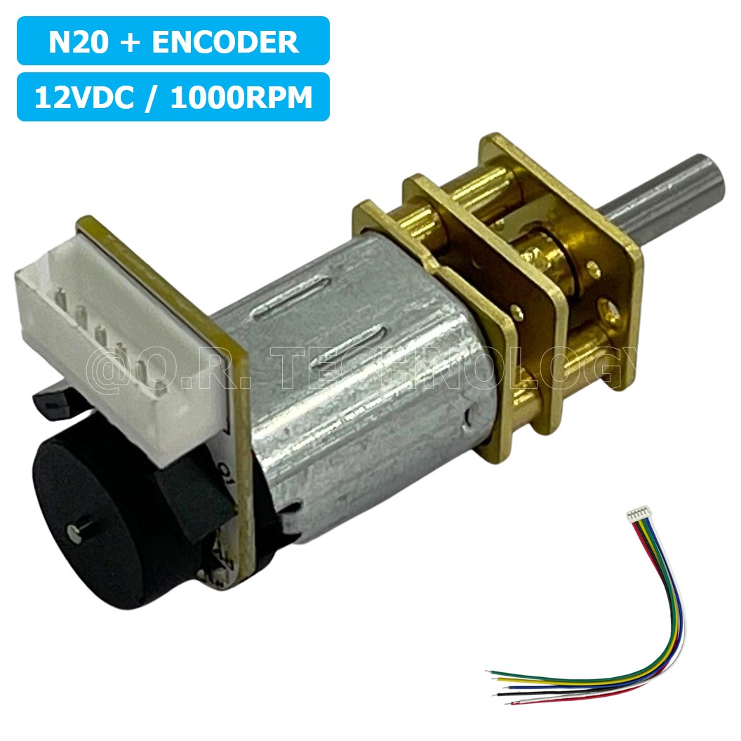 (1ชิ้น) JB337 มอเตอร์เกียร์ N20 12VDC 1000RPM พร้อม เอ็นโค้ดเดอร์ Micro Gear Motor DC with Encoder แกนขนาด 3mm D Shaft มอเตอร์ทดเฟือง GA12-N20 ไมโครมอเตอร์ มอเตอร์