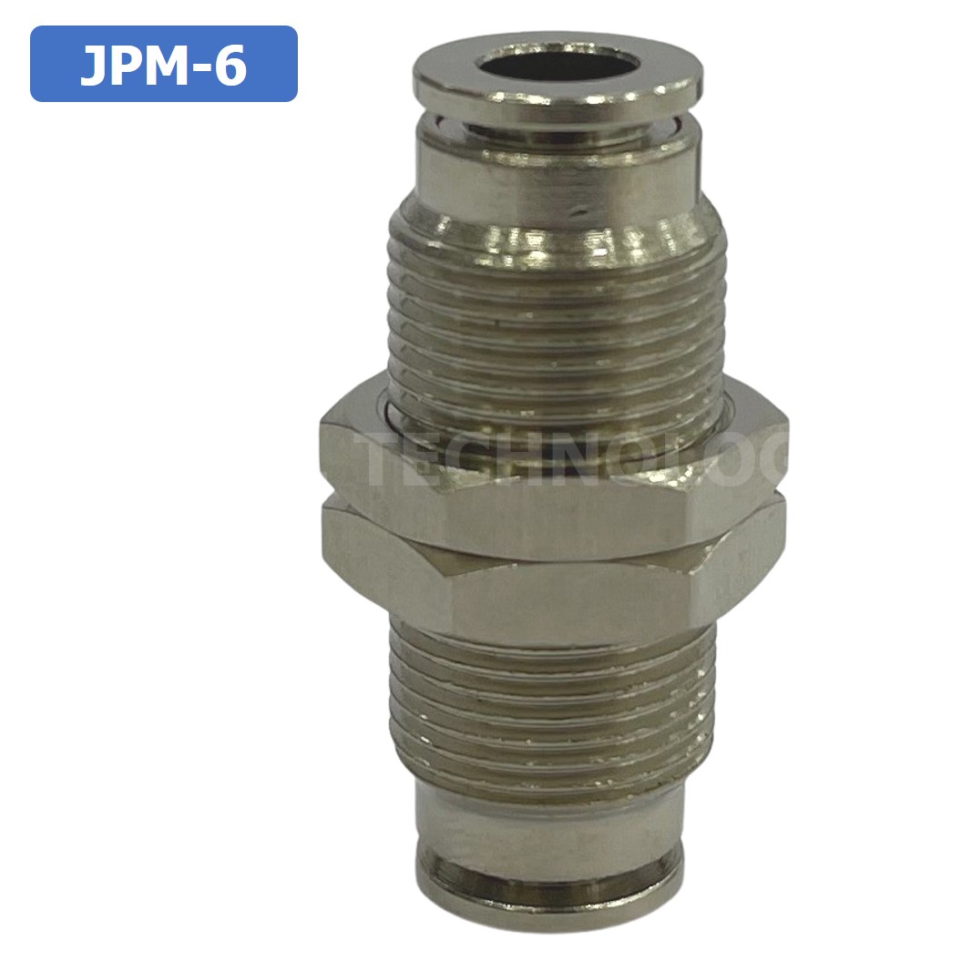 (1ชิ้น) JPM-6 ข้อต่อลม สแตนเลส 2ทาง เกลียวนอก STAINLESS 2 Way Bulkhead Union JPM Pneumatic Air Connector Fitting ข้อต่อลมสแตนเลส สำหรับ สายลม 6x4mm