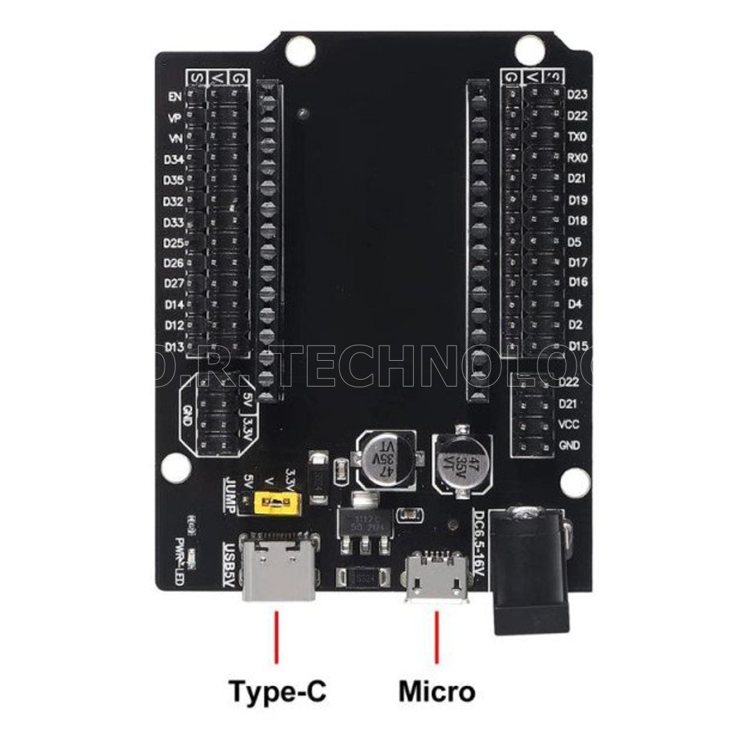 (1ชิ้น) AH312 ฐานรองบอร์ด ESP32 30Pin Expansion Board with Type-C USB and Micro USB บอร์ดขยายขา บอร์ดเสริม ESP-32