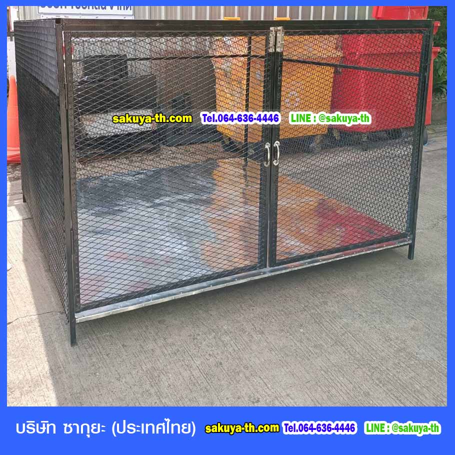 ตะแกรงทิ้งขยะขนาดใหญ่แบบมีประตู