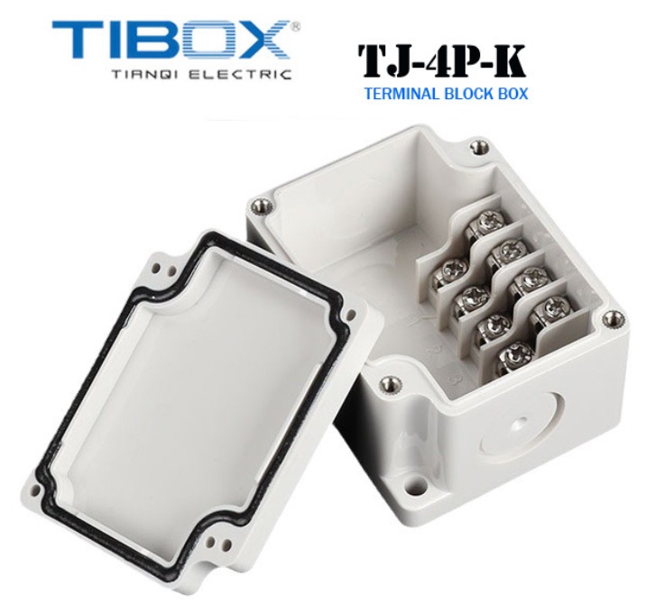 TJ-4P-K TIBOX Terminal Block Box IP66 (กล่องพลาสติก พร้อมเทอร์มินอลบล็อก) ,Size : 50x70x43 mm.
