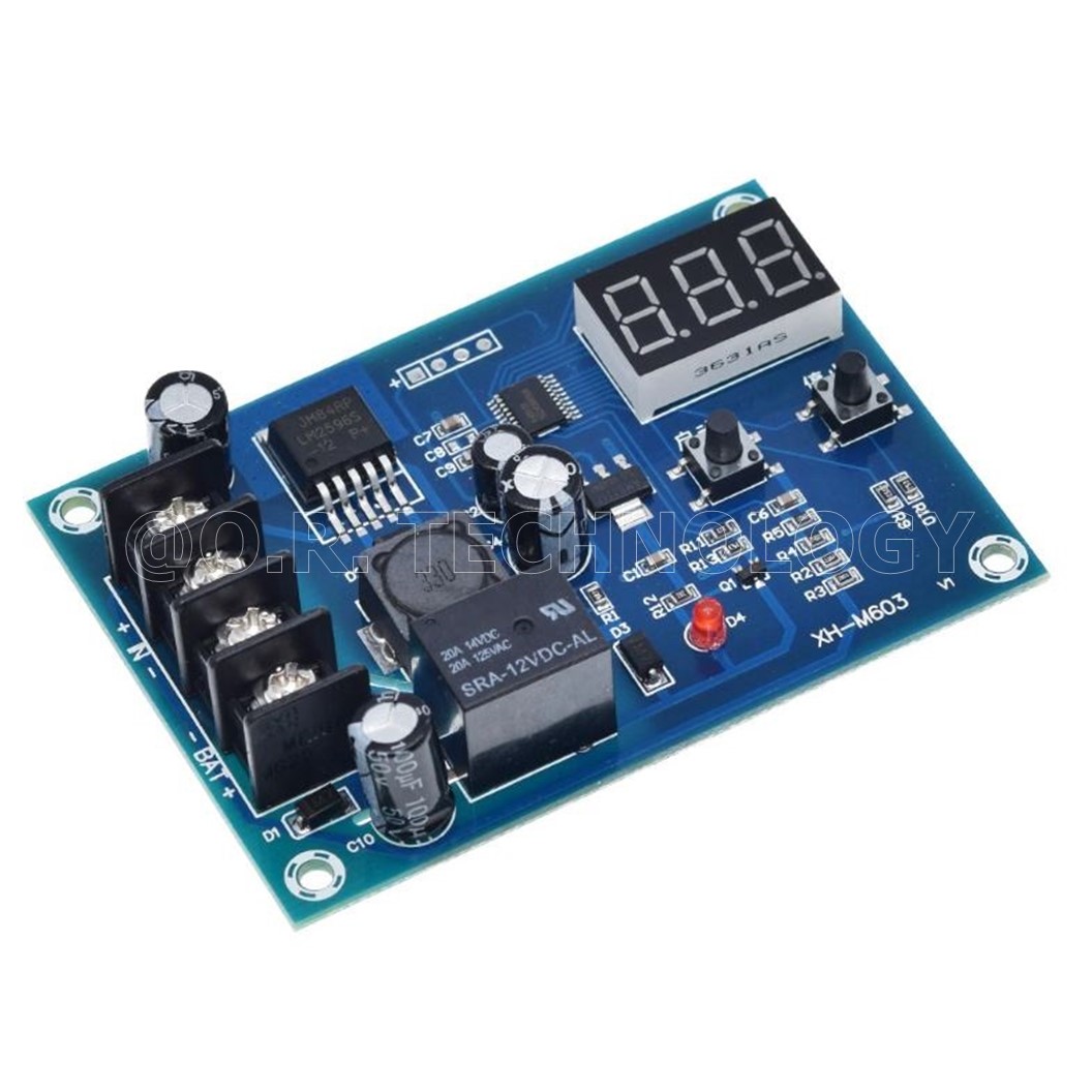(1ชิ้น) AA480 โมดูลควบคุมการชาร์จแบตเตอรี่ โมดูลต่ำตัดสูงตัดการชาร์จแบตเตอรี่ โมดูลชาร์จแบตลิเธียม 12-24VDC Battery Charging Control Module Protection LED Voltmeter Board XH-M603 12-24V Storage Lithium Battery Charger Control Switch Protection Board With