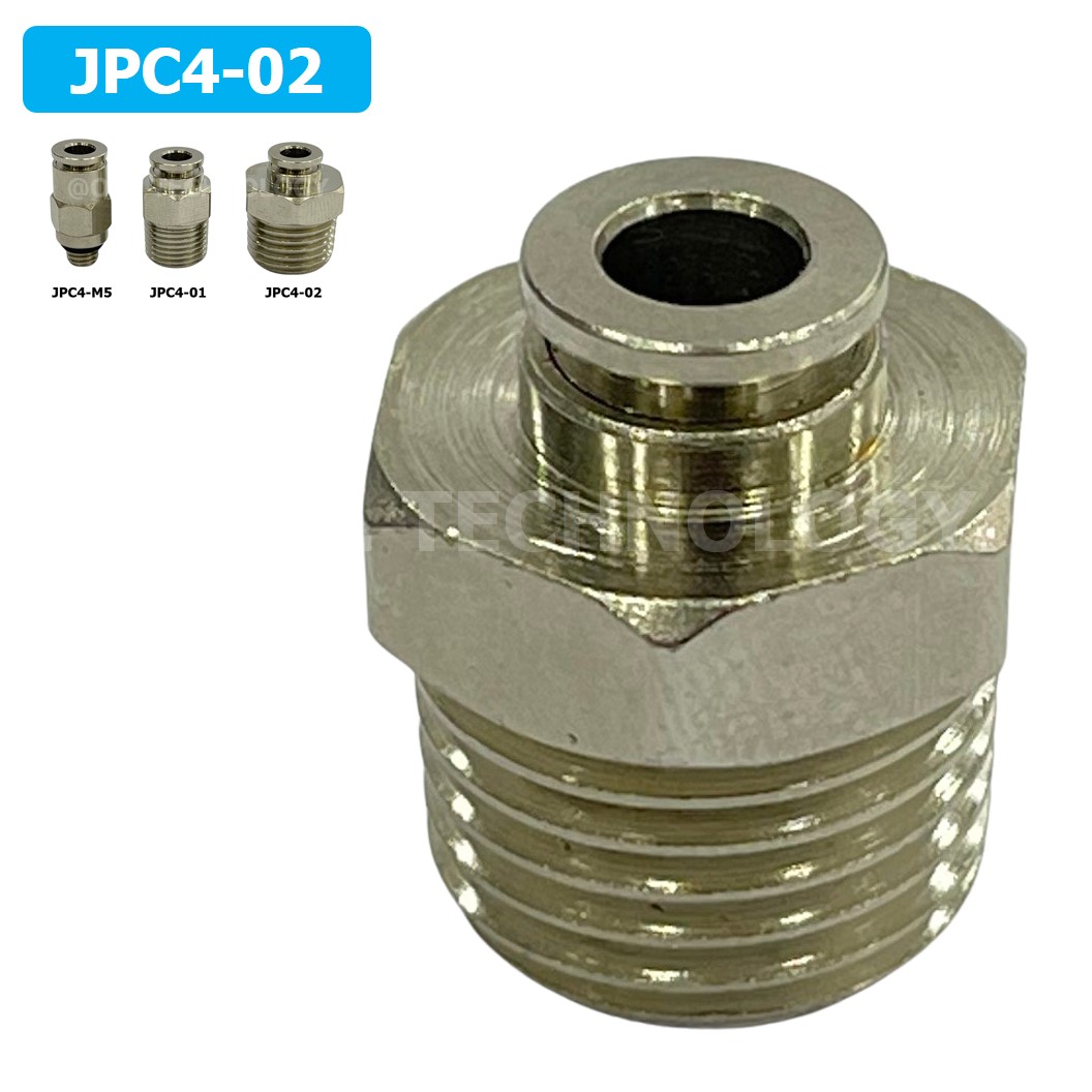 (1ชิ้น) JPC4-02 ข้อต่อลมสแตนเลสเกลียวนอก ข้อต่อลมเกลียวนอก ข้อต่อลม สแตนเลส STAINLESS Male Thread Straight Quick Connector Fitting