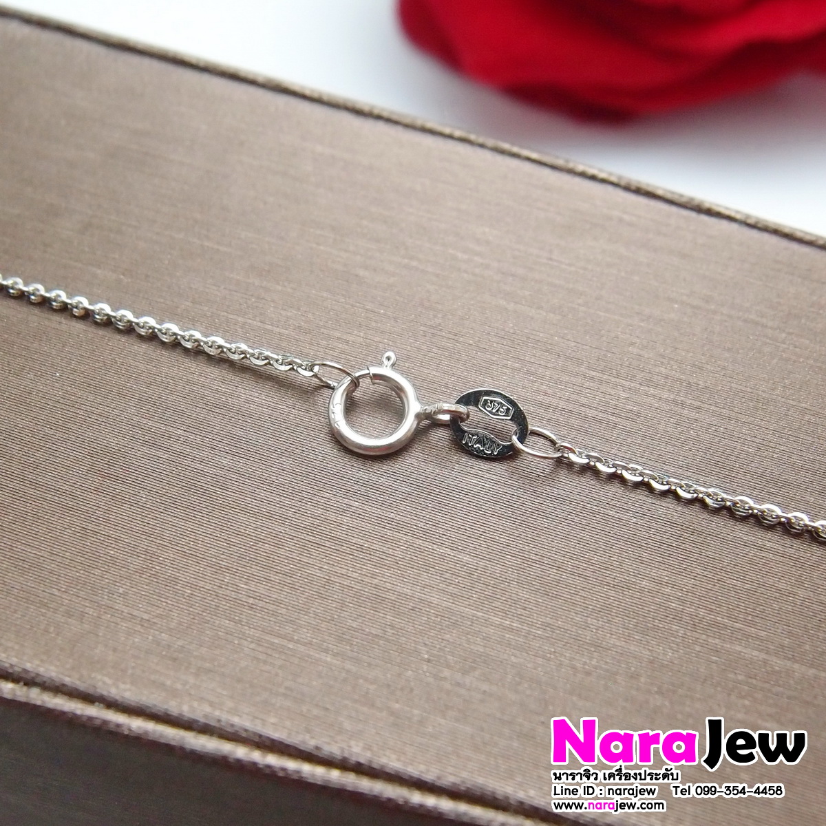 สร้อยไพลิน รูปดอกไม้คู่ ประดับบุษราคัม จี้ไพลิน พร้อม สร้อยคออิตาลี งานนอก