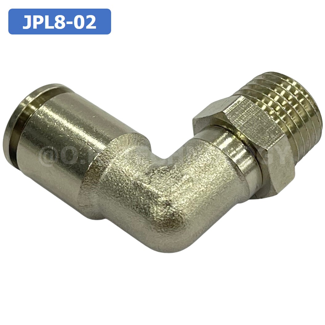 (1ชิ้น) JPL8-02 ข้อต่อลม เกลียวนอก งอ90° สแตนเลส STAINLESS Male Thread Elbow Pipe Quick Fittings Connector ข้อต่อลมสแตนเลส ข้องอ