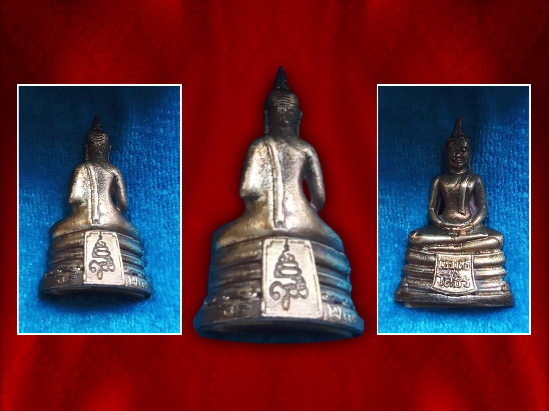 หลวงพ่อพระพุทธโสธร รุ่น ญสส. ปี2533 (เนื้อเงิน)พร้อมกล่องเดิมๆ งามๆ หายากสุดๆ ครับ ด้านหน้าตรงผ้าทิพย์สลักอักษรว่า พระพุทธโสธร ด้านหลังประดิฏฐานตราสัญลักษณ์ประจำพระองค์ คือ ญสส. มีหมายเลขประจำองค์พระ กำกับทุกองค์