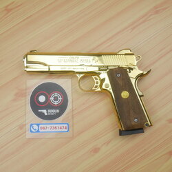 แบลงค์กัน KUZEY M1911 5 นิ้ว COLT GOVERMENT 100 Year สีทอง blank gun ด้ามไม้