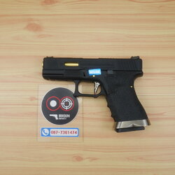 บีบีกันอัดแก๊ส WE G19 T1 G-Force Glock 19 GBB เฟรมดำ สไลด์ดำ ท่อทอง BB GUN