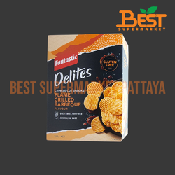 แฟนแทสติก ดีไลท์ส์ ขนมกรอบหยัก รสบาร์บีคิวย่างไฟ 100 กรัม.Fantastic Delites Crinkle Cut Snacks Flame Grilled Barbeque Flavour 100g.