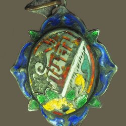 *39676 ล็อกเก็ตเก่าลงยา"กันลืม" ยุค ปี 24XX เนื้อเงิน 16