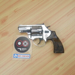 Ekol Lite แบลงค์กัน ลูกโม่ 2 นิ้ว สีเงินเงา (Shiny chrome) Smith & Wesson blank gun Revolver 2 inch
