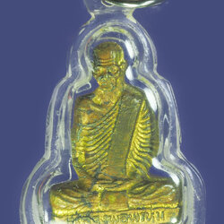 *39576 รูปหล่อหลวงพ่อพรหม วัดช่องแค นครสวรรค์ เลี่ยมพลาสติกเก่าไม่ทราบปี 40