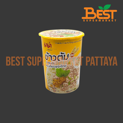 มาม่าข้าวต้มคัพ ข้าวต้มกึ่งสำเร็จรูปรสหมูสับกระเทียมพริกไทย 40 กรัม. Cup Instant Rice Soup Minced Pork with Garlic and Pepper Flavour (MAMA Brand) 40 g.