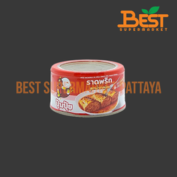 ปุ้มปุ้ย ปลาแมคเคอเรลทอดราดพริก สูตรน้ำตาลน้อย 185 กรัม.Pumpui Fried Mackerels in Chill Sauce Less Sugar Formula Pumpui Brand 185g.