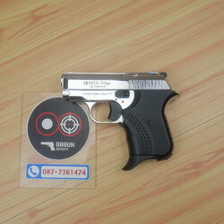 แบลงค์กัน EKOL Volga Shiny Chrome สีโครเมี่ยมเงา 9 mm P.A.K. Blank gun (แถมกล่องใส่ปืน)