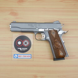 แบลงค์กัน KUZEY M1911-A1 ลำกล้อง 5 นิ้ว SPRINGFIELD ARMORY สีสโมค blank gun ด้ามไม้ (แถมกล่องใส่ปืน)