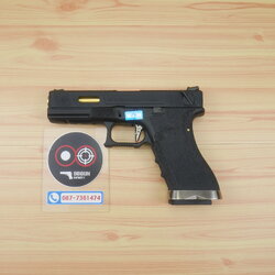 บีบีกันอัดแก๊ส WE Glock 18 G-Force T1 เฟรมดำ สไลด์ดำ ท่อทอง BB GUN