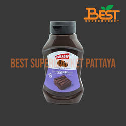 แอสมาคัพ ผลิตภัณฑ์สำหรับราดหน้าขนม กลิ่นช็อกโกแลตดำ 500 กรัม. Squeeze Dark Chocolate Flavour Sauce. (Asmacup Brand) 500 g.